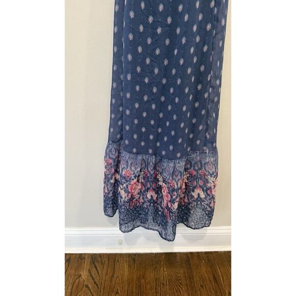 Abercrombie Fitch Maxi Dress Small Navy Floral V Neck nWT 1729 - Picture 3 of 11